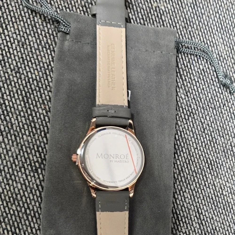 Monroe Classique Watch Rose Gold Grey Leather MON-FA-001 New Minimalist Luxury